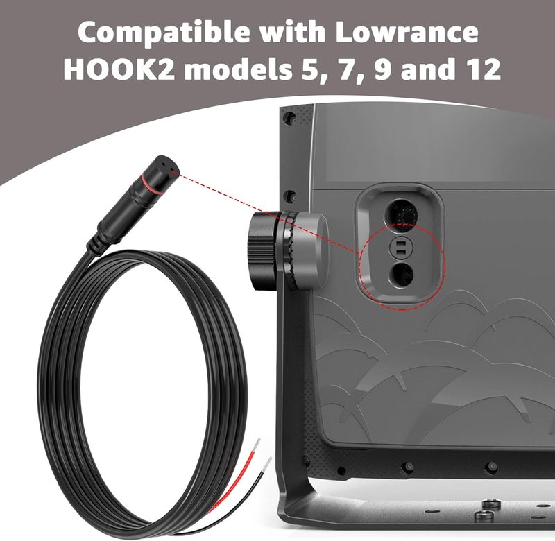Hodeoo Upgrate 000-14172-001 Power Cable Replacement for Lowrance HOOK2 & Hook Reveal Range 5/7/9/12 - Direct Fit OEM Cruise Power Cord - Image 4